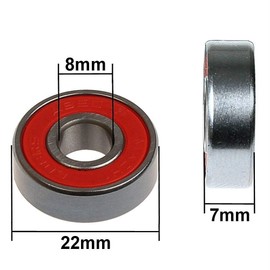 8, 16 or 32 pieces 608 2RS Mach1 ABEC-9 racing ball bearings/bearings + spacer in a metal box e.g. for inline skates, skateboards, rollerblades, waveboards and longboards