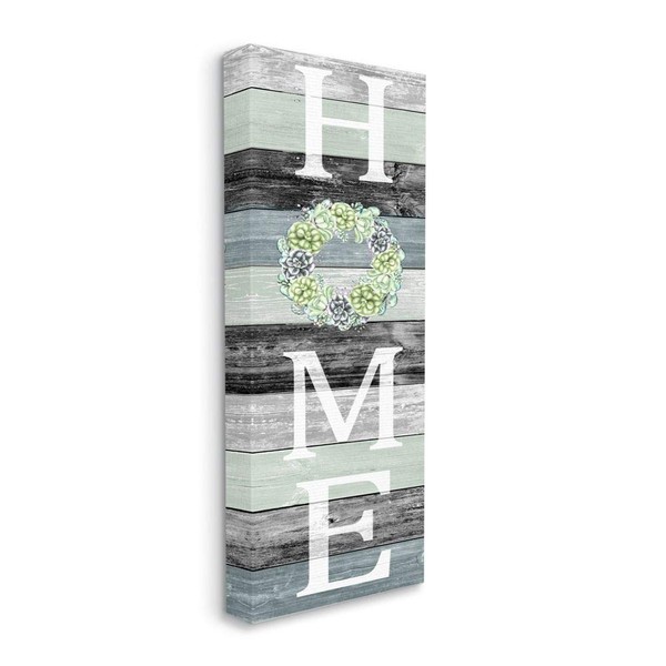 Stupell Industries Succulent Wreath Welcome Home Sign Green Black, Designed