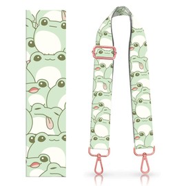 DANHRO Wide Purse Strap Replacement Crossbody Handbag Shoulder Strap Adjustable Bag Straps Replacement (Cute Frogs)