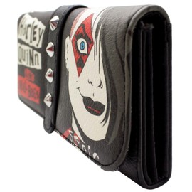 Harley and The Punk Rock Skull Bags Quinn Purse Tri-Fold Coin Pocket & Card Holder, Black