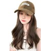 COZENTA Women's Hat Wig with Hair Long (Light Brown/Straight)