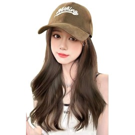 COZENTA Women's Hat Wig with Hair Long (Light Brown/Straight)