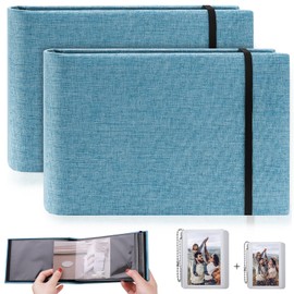 xianzhanEU Pack of 2 Photo Albums for DIY, Linen Photo Album for 100 18.6 x 10.6 x 3.5 Photos, Bring 2 Small Photo Albums, for Families, Wedding, Birthday, Blue
