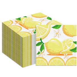 MORAINJAY 40 Stück Gelbe Zitronen Servietten, 33x33cm Gelbe Papierservietten Sommerparty Deko, Kinder Geburtstag Tischdeko Jungen Mädchen