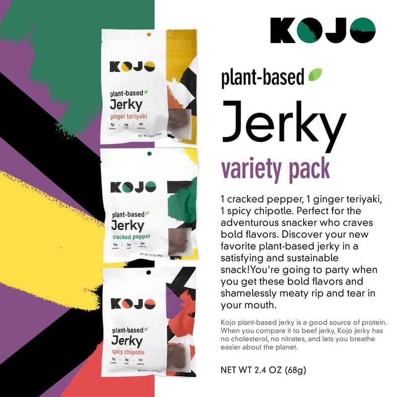 Kojo - Plant-Based Vegan Jerky Variety Pack - Cracked Pepper,