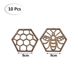 10 Pcs Wooden Bee Coaster Hollow Hex Cup Cushion Honeycomb Decorative Coaster for Coffee Table Drinks