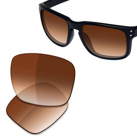 Saucer Premium Replacement Lenses for Oakley Holbrook OO9102 Sunglasses, High Defense - Brown Gradient Tint Polarised