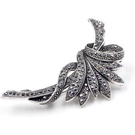 Rhinestone Black Flower Brooches for Women Fashion Vintage Brooch Pin Party Wedding Accessories Large Broches Gift