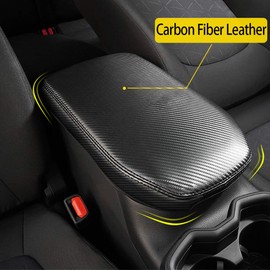 Being Up Car Armrest Cover,Fit for Toyota RAV4 2019-2023 Leather Center Console Pad Car Armrest Box Protector,Carbon Fiber Black(1PC)