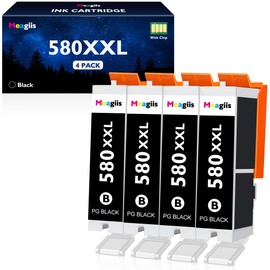 Meagiis PGI-580XXL PGBK Druckerpatronen Kompatibel für Druckerpatronen Canon 580 580XXL PGBK für Canon Pixma TS705a TS9550 TR8550 TS6350a TS6350 TS9550a TS6351 TS6250 TS6150 TS6251 TS8250 (4 PGBK)