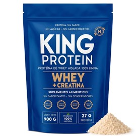 KING Protein Whey Isolate + Creatina en Polvo, 30 porciones, 900g, natural