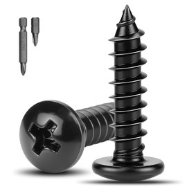 XRXYMQ 150 Pcs Black Screws M5 x 16 mm Round Head Screws Wood Black Self Tapping for Furniture Woodwork Repairs