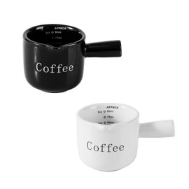Havniva 3 Oz Ceramic Creamer with Handle, Small Creamer for Coffee, Tea, Milk, Sauces，Espresso Cup, Measuring Cup, Mini Creamer Pitcher Set for Kicthen and Home(2Pcs, 1 Black& 1White)