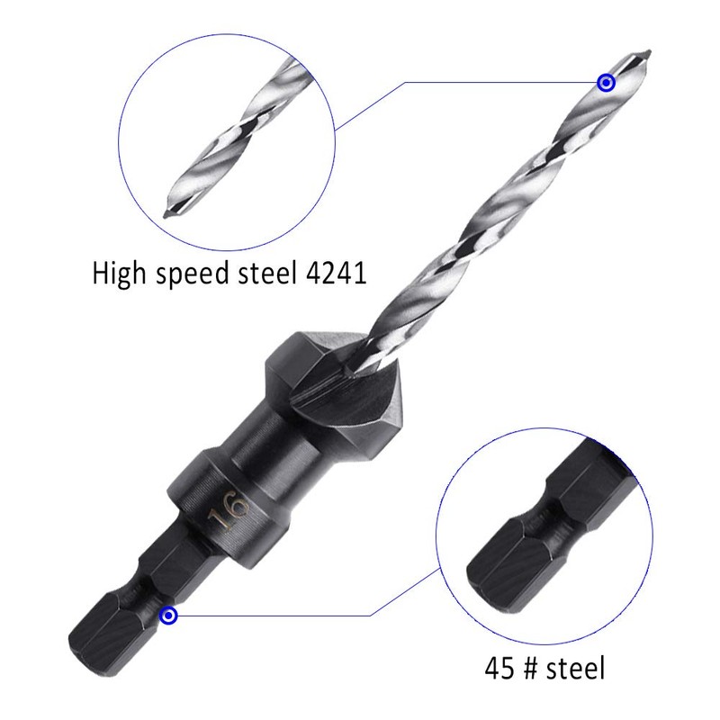 Countersink Drill Bit Set 5Pcs Twist Drill Set Carpentry Reamer