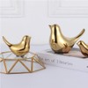 Small Gold Birds Ceramic Statues, Decorative Animal Sculpture, Gold Bird