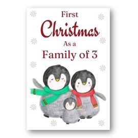 Second Ave Cute First Christmas As a Family of 3 Xmas Holiday Festive Greetings Card