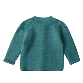 Stellou & friends 100% Cotton Newborn, Baby and Toddler Cardigan Sweater (Sage Teal, 18-24 Months)