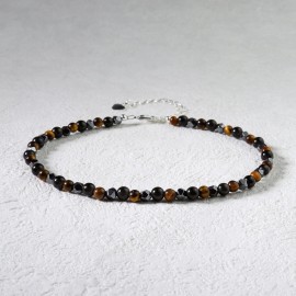 Triple Protection Bracelet Anklet Hematite Tiger Eye Obsidian Bead Women Anklet