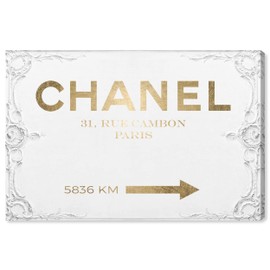 The Oliver Gal Artist Co. Oliver Gal 'Couture Road Sign Rococo Gold' Fashion Wall Art Print Premium Canvas 30" x 20"