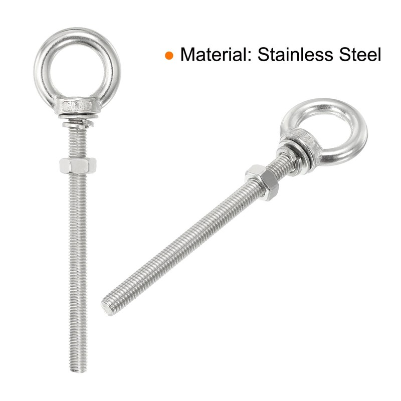 sourcing map M8 5/16"x3.94" Stainless Steel Eye Bolts Threaded Screw