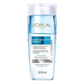 L'Oreal Paris Desmaquillante Bifásico para Ojos y Labios, Todo Tipo de Piel, 200ml.