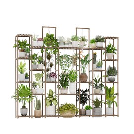 Bamworld Plant Stand Indoor 30 Pots Large Plant Shelf Wide Tall Outdoor Plant Holder Wood for Multiple Plants Plant Rack for Living Room Garden Balcony Flower