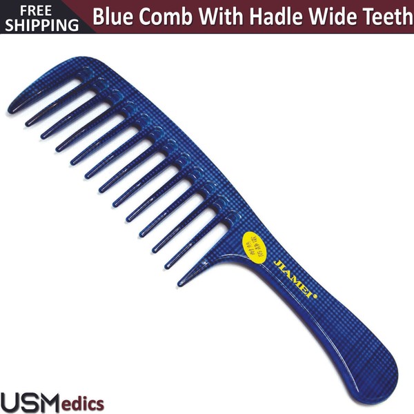 Beaden® Dark Blue Handmade Handled Comb With Handle Wide Teeth