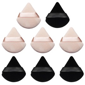 AQSQWQ 8 Pieces Triangle Makeup Powder Puff, Face Sponge Powder Puff, Washable Reusable Sponge, Wet Dry Makeup Tool for Loose Powder or Foundation Blush (4Black + 4Nude)