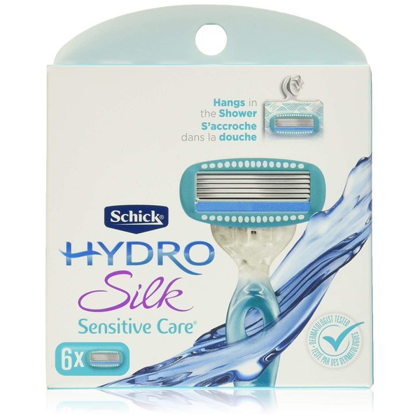 Schick Hydro Silk Sensitive Care Hang-In Shower Razor Blade Refills for Women, 6 Count