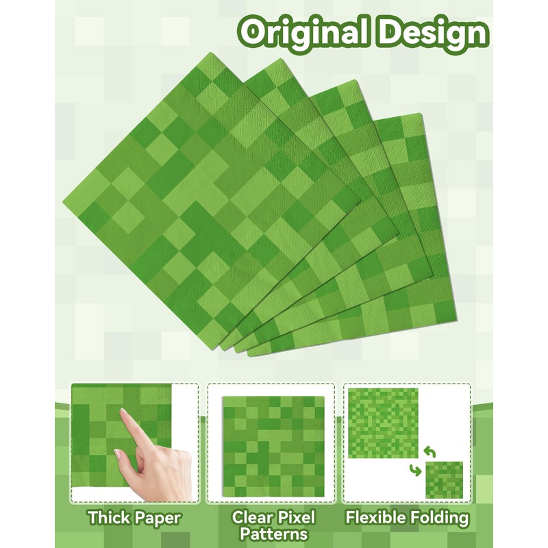 Pixel Gaming Party Supplies Set - Including 9“ Plates and