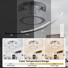 xychfantligh 7.8" Crystal Chandelier Modern LED Ceiling Light Mini Flush Mount Ceiling Light Fixtures K9 Crystal Round Small Chandeliers for Hallway Bedroom Kitchen (Dimmable with Remote)