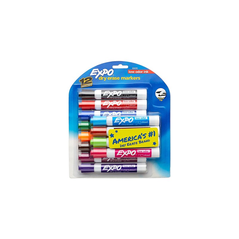 Sanford EXPO 80699 Dry-erase Markers Chisel Point Nontoxic 12/PK Assorted