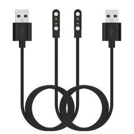 Smart Watch Chargers Compatible for FITVII HM78 HM68 HM58 HM57 H56, Iaret I18, Morepro HM57 HM78, Parsonver SR1 Replacement Charging Cable 60cm, 2Pack (Black&Black)