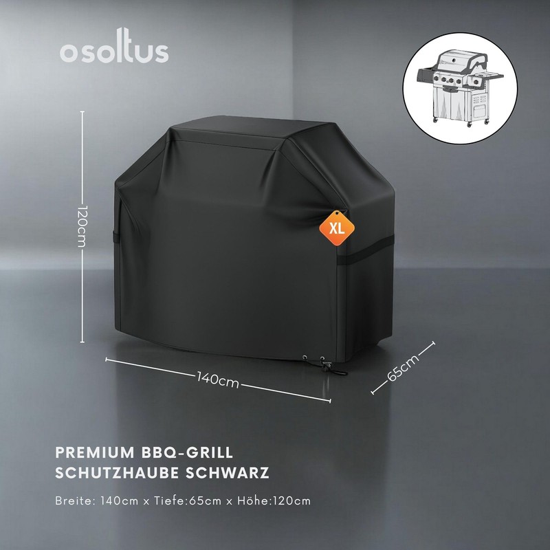BBQ Abdeckhaube Premium Schutzhaube für Gasgrill schwarz XL 140 x