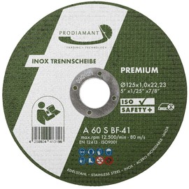 PRODIAMANT Cutting Disc 125 mm x 1.0 mm Pack of 10 Stainless Steel Flex Disc for Metal Steel and Stainless Steel