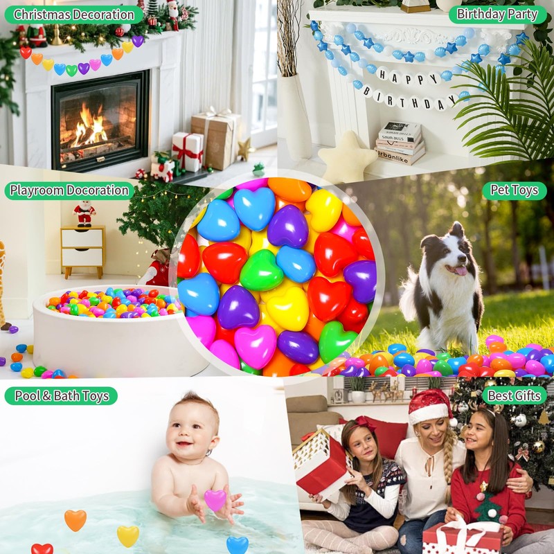 TRENDPLAY Heart Ball Pit Balls Shape - Non-Toxic Plastic Ball