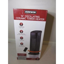 Konwin 16" Oscillating Ceramic Tower Heater for Medium Room Size, NSBK-150SK57R