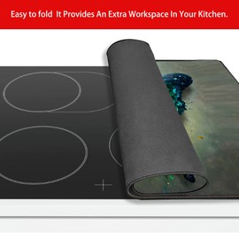 Stove Cover Stove Covers For Electric Stoves Foldable Multipurposeglass Top Protector Thick Natural Rubber Anti-Slip Coating Expands Usable Space (27.9inx20in) (butterfly33)