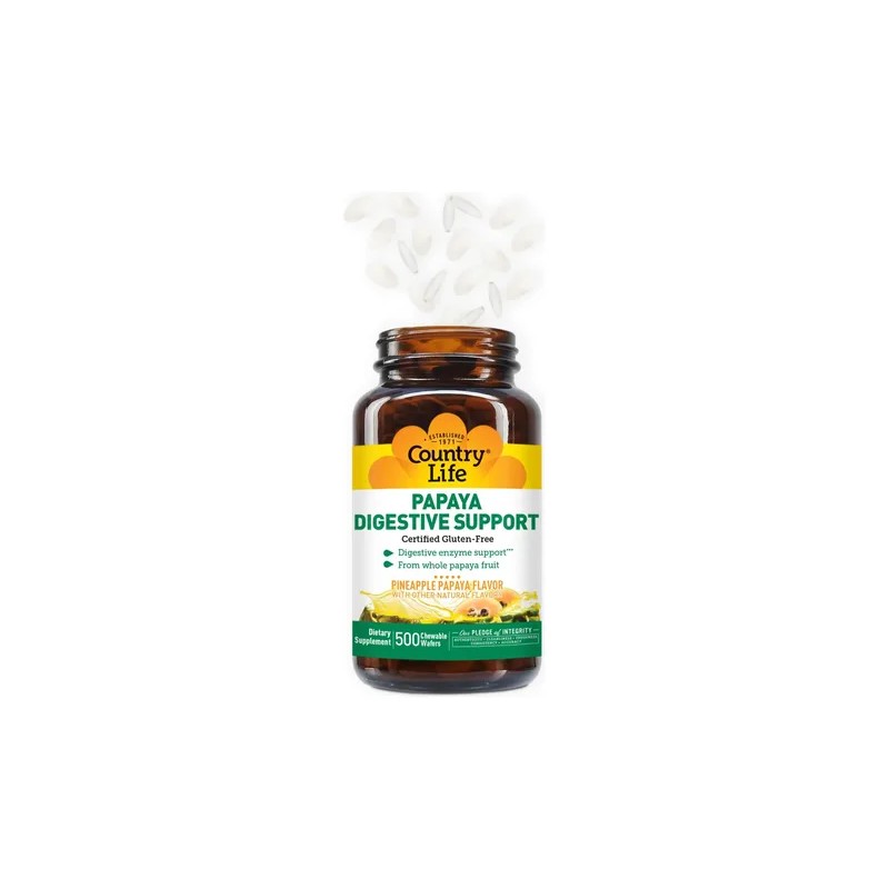 Enzimas Papaya Masticables Country Life 500 Tabletas
