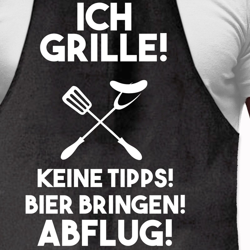Shirtoo Barbecue Apron with 'Ich Grille' German Text