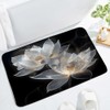 Black and Gold Bath Mat Lotus Flower Elegant Blooming White
