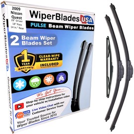 WiperBladesUSA Wiper Blades Set w/ 1yr warranty compatible with Nissan Quest 2009 Wipers (Set of 3) w/Rear Wiper Pulse Wipers