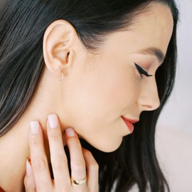 Honeycat Threader Drop Bar Chain Earrings in Gold, Rose Gold, or Silver | Modern Minimalist, Delicate Jewelry for Women | Nickel-Free, Hypoallergenic for Sensitive Ears