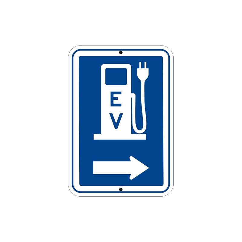 EV Charging Direction Sign – 12"x18" Reflective Aluminum, Weatherproof, Rust-Free