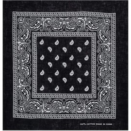 Boolavard 1s, 6s, 9s or 12 Pack Cowboy Bandanas Bandana with Original Paisley Pattern, 3 Pack Red White Black, 55cm x 55cm