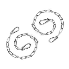 2PCS Stainless Steel Gate Chain Lock - 24 Inch Chain Link with Double-Ended Carabiners for Outdoor Fence and Metal Gates - Secure Gate Latches and Locks for Cow, Horse, Dog, Pet Cages