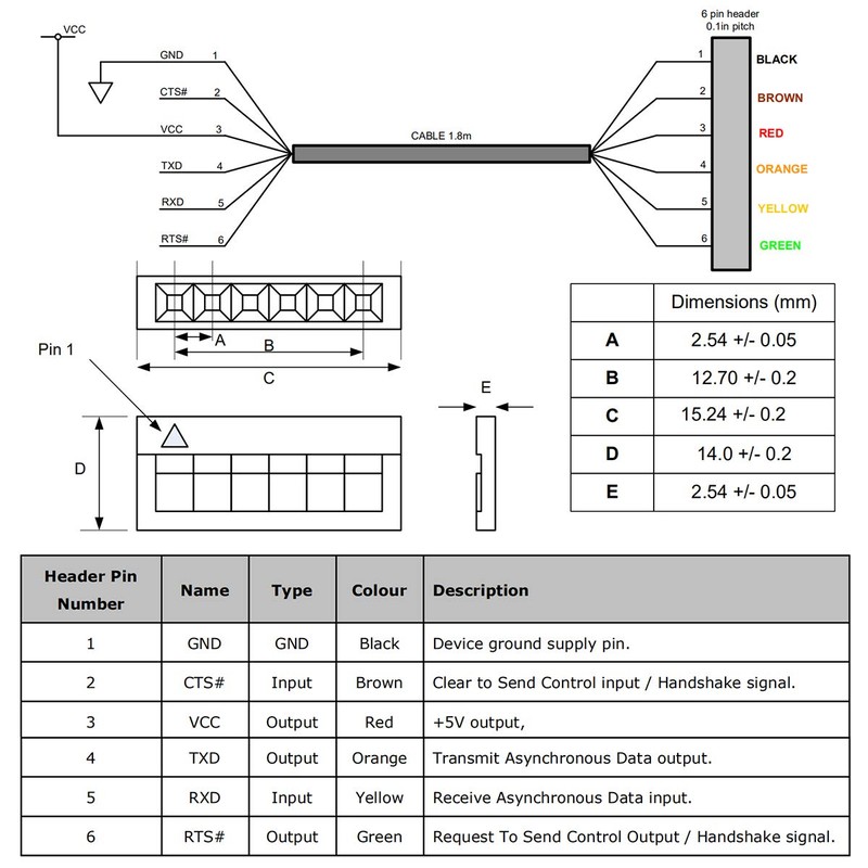 Green-utech USB to TTL 3v3 6 Pin 1'' Terminal Block