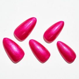 GLAMERMAID Press on Nails Almond,Medium Length False Nails with Design,Gel Fake Nails 24 pcs Stick on Nails Manicure Set for Women Gift,Hot pink