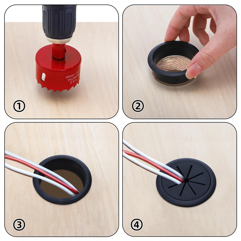 Covzoe 20 Pack Desk Grommet with Hole Saw, 2 Inch