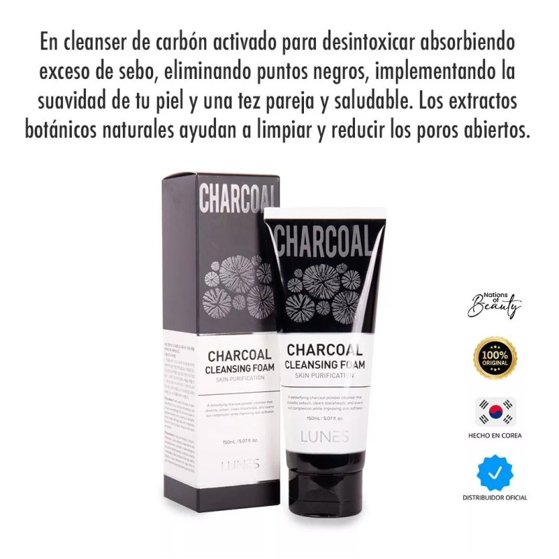Lunes Jabón Limpiador Facial Para Piel Grasa Carbón Activado Corea